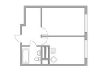 Планировка 1-комнатной квартиры, 33,8 м2