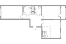 Планировка 3-комнатной квартиры, 60,7 м2