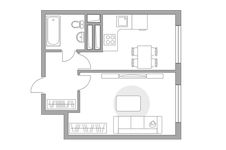 Планировка 1-комнатной квартиры, 33,9 м2
