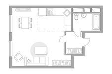 Планировка квартиры студии, 40,3 м2