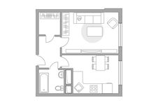 Планировка 1-комнатной квартиры, 33,6 м2