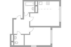Планировка 2-комнатной квартиры, 43,8 м2