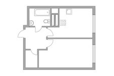 Планировка 1-комнатной квартиры, 33,7 м2