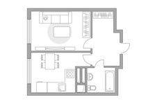 Планировка 1-комнатной квартиры, 31 м2