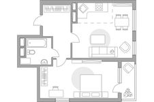 Планировка 2-комнатной квартиры, 49,9 м2