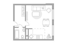 Планировка квартиры студии, 33,8 м2