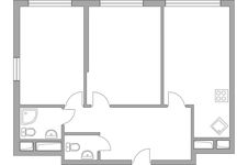 Планировка 2-комнатной квартиры, 53,7 м2