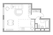 Планировка квартиры студии, 35,4 м2