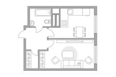 Планировка 1-комнатной квартиры, 33,7 м2