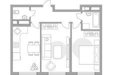 Планировка 2-комнатной квартиры, 50,7 м2