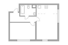 Планировка 2-комнатной квартиры, 43,4 м2