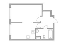 Планировка 1-комнатной квартиры, 35,7 м2