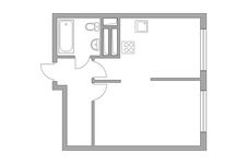 Планировка 1-комнатной квартиры, 32,5 м2