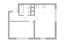 Планировка 2-комнатной квартиры, 42,5 м2