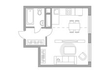 Планировка квартиры студии, 27,6 м2