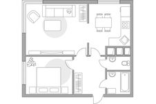 Планировка 2-комнатной квартиры, 51,4 м2