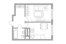 Планировка 1-комнатной квартиры, 33,8 м2