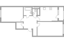 Планировка 2-комнатной квартиры, 64 м2
