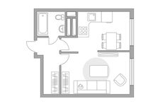 Планировка 1-комнатной квартиры, 32,5 м2