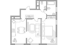 Планировка 2-комнатной квартиры, 55,1 м2