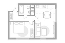 Планировка 2-комнатной квартиры, 42,5 м2