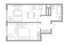 Планировка 2-комнатной квартиры, 39,3 м2