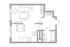 Планировка 1-комнатной квартиры, 34,8 м2