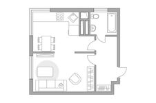 Планировка 1-комнатной квартиры, 33,2 м2