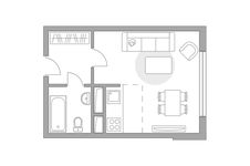 Планировка квартиры студии, 24,5 м2