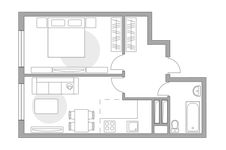 Планировка 2-комнатной квартиры, 39,3 м2