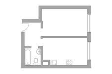 Планировка 1-комнатной квартиры, 34,7 м2