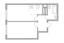 Планировка 2-комнатной квартиры, 39,3 м2