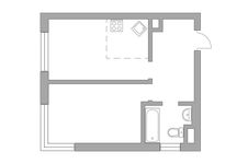 Планировка 2-комнатной квартиры, 37,4 м2