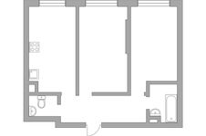 Планировка 2-комнатной квартиры, 55,4 м2