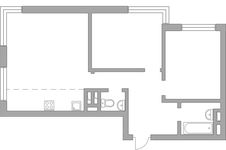 Планировка 3-комнатной квартиры, 64 м2