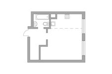 Планировка квартиры студии, 34,9 м2