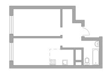 Планировка 2-комнатной квартиры, 39,3 м2