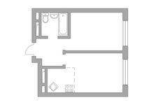 Планировка 2-комнатной квартиры, 33,8 м2