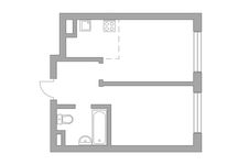 Планировка 2-комнатной квартиры, 34,8 м2