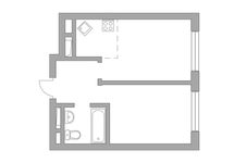 Планировка 2-комнатной квартиры, 33,9 м2