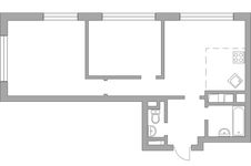 Планировка 3-комнатной квартиры, 59,8 м2