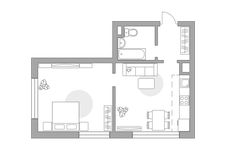 Планировка 2-комнатной квартиры, 45,7 м2