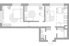 Планировка 3-комнатной квартиры, 61,1 м2