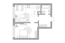 Планировка 2-комнатной квартиры, 41,4 м2