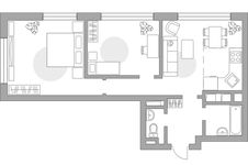 Планировка 3-комнатной квартиры, 59,8 м2