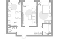 Планировка 2-комнатной квартиры, 51,7 м2