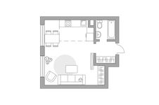 Планировка квартиры студии, 33,2 м2