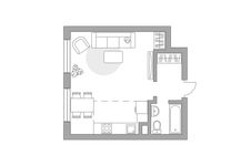 Планировка квартиры студии, 33,9 м2