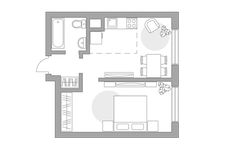 Планировка 2-комнатной квартиры, 36,5 м2