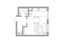 Планировка квартиры студии, 34,9 м2